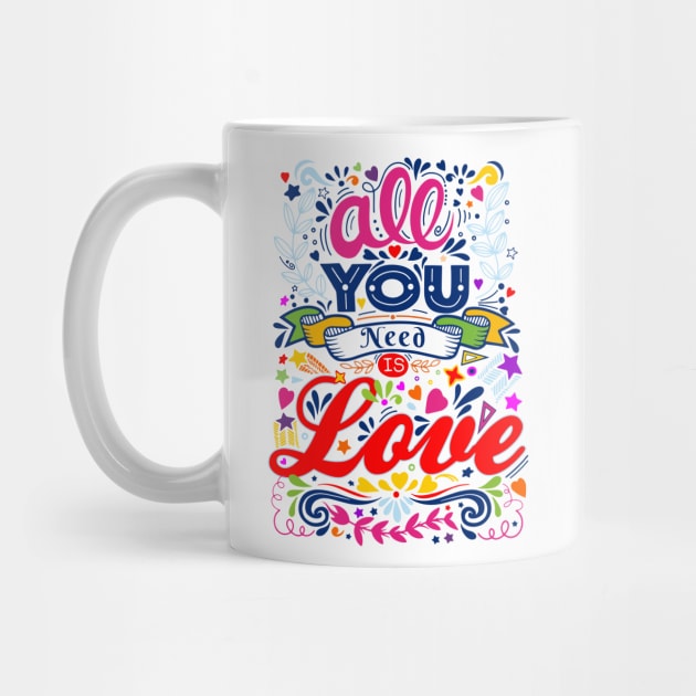 Retro Pop Art Lyrics - All You Need Is Love 1 by EDDArt